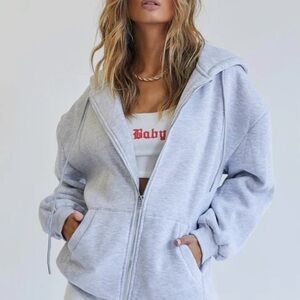 Princess Polly Gray Zip-Up Jacket with Relaxed Fit